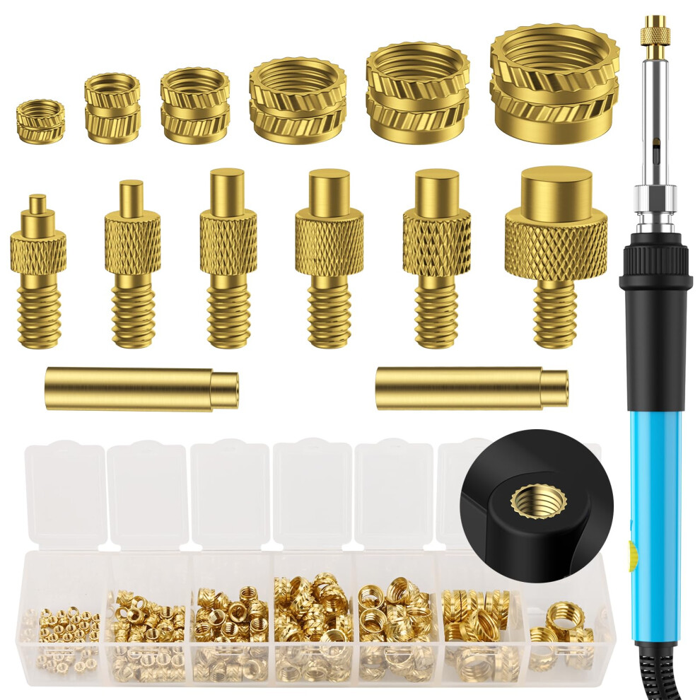 M2-M8 Threaded Heat Inserts Set For Plastic,Preciva 130Pcs Metric Brass Knurled Nuts& Soldering Iron Kit(220Ã450),Assortment Kit Brass Heat Inserts 5051226655142