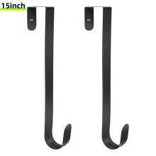 Support de couronne en métal noir pour porte d'entrée, 38 cm (15 po), lot de 2