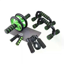 (Green) New Ab Roller&Jump Rope No Noise Abdominal Wheel Ab Roller with Mat For Arm Waist Leg Exercise Gym
