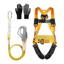 Safety Harness Kits with Lanyard, Full Body Safety Fall Arrest Protection Harness Comes with 2 Big Buckles and 2 2m Lanyards, Load-Bearing 100KG