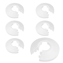 6pcs Water Pipe Covers 15mm Plastic Radiator Collar - White Sleeves for Heating Pipes Decoration, 15mm Diameter