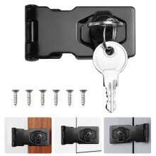 2.5 Inch Keyed Hasp Lock Hasp and Staple with Padlock, ADERTOS Heavy Duty Shed Lock Door Lock Hasp Twist Knob Keyed Locking Hasp Safety Door Clasp