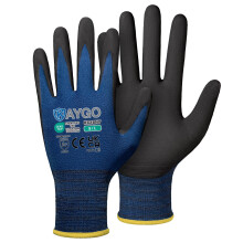 KAYGO Safety Work Gloves MicroFoam Nitrile Coated 12 Pairs, KG18N, Seamless Knit Nylon Glove with Abrasion and Oil Resistant Grip