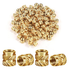 wlertcop M4 Threaded Inserts 120pcs 3D Printing Brass Nuts M4x6x6 Brass Heat Set Insert Female Threaded Inserts for Automotive Plastic Shells Gold