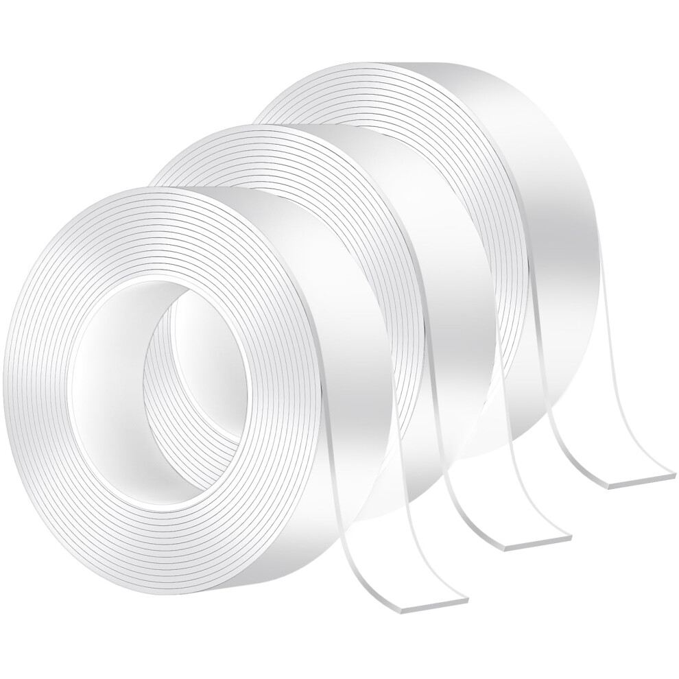 Mokani 3 Rolls Nano Double Sided Adhesive Tape, 5M/16.4Ft Multifunctional Reusable Washable Traceless Transparent Gel Tape 5051226650970