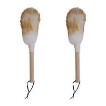 CENPEK Lambswool Duster Set of 2 - Wooden Handles with Hanging Rope, Washable and Reusable Small Hand Duster for Cleaning Walls, Plants