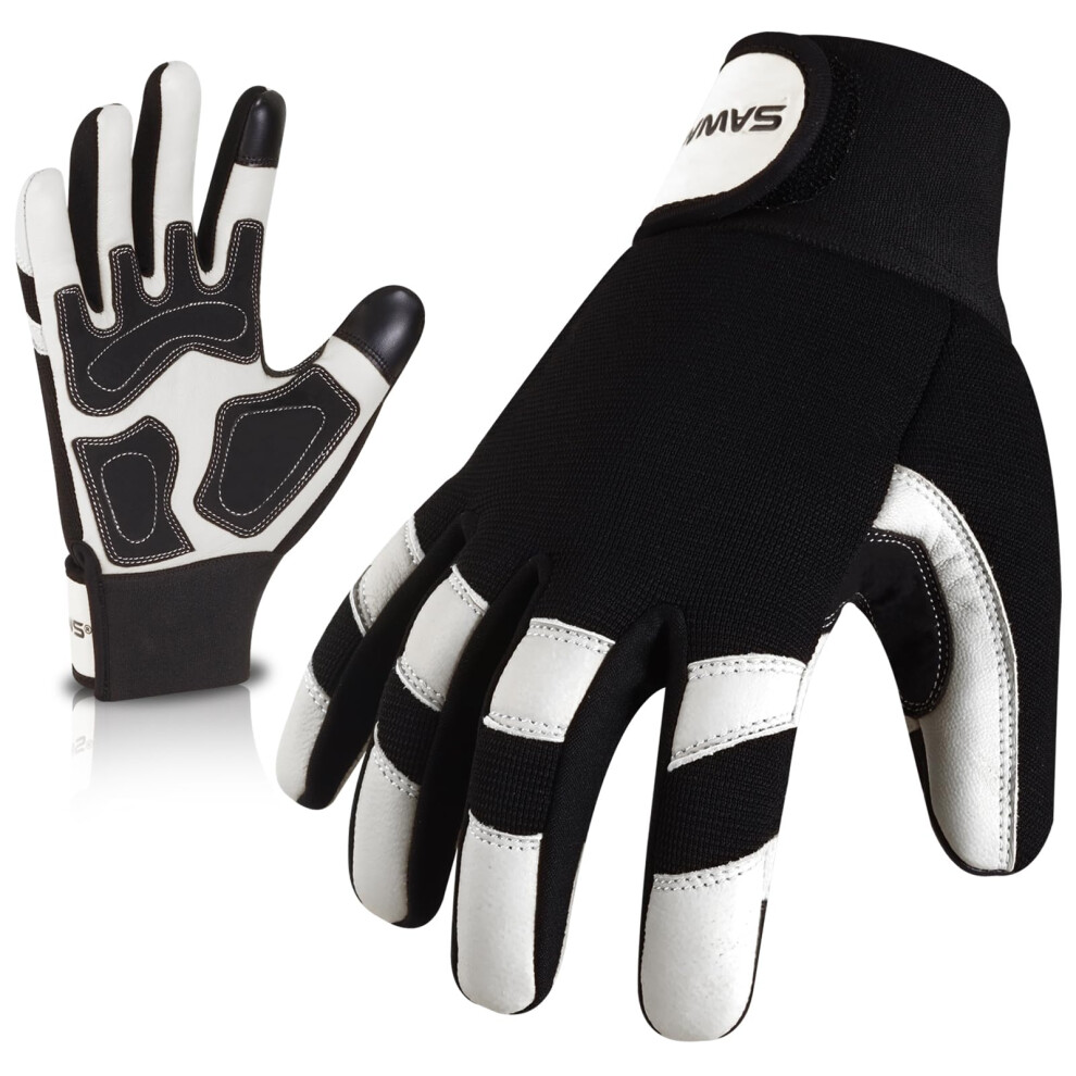 Sawans Leather Gardening Working Gloves Garden Thorn Proof Breathable Construction Flexible Mechanic For Work Mens Women Utility Safety Gloves Rigger 5051226662720