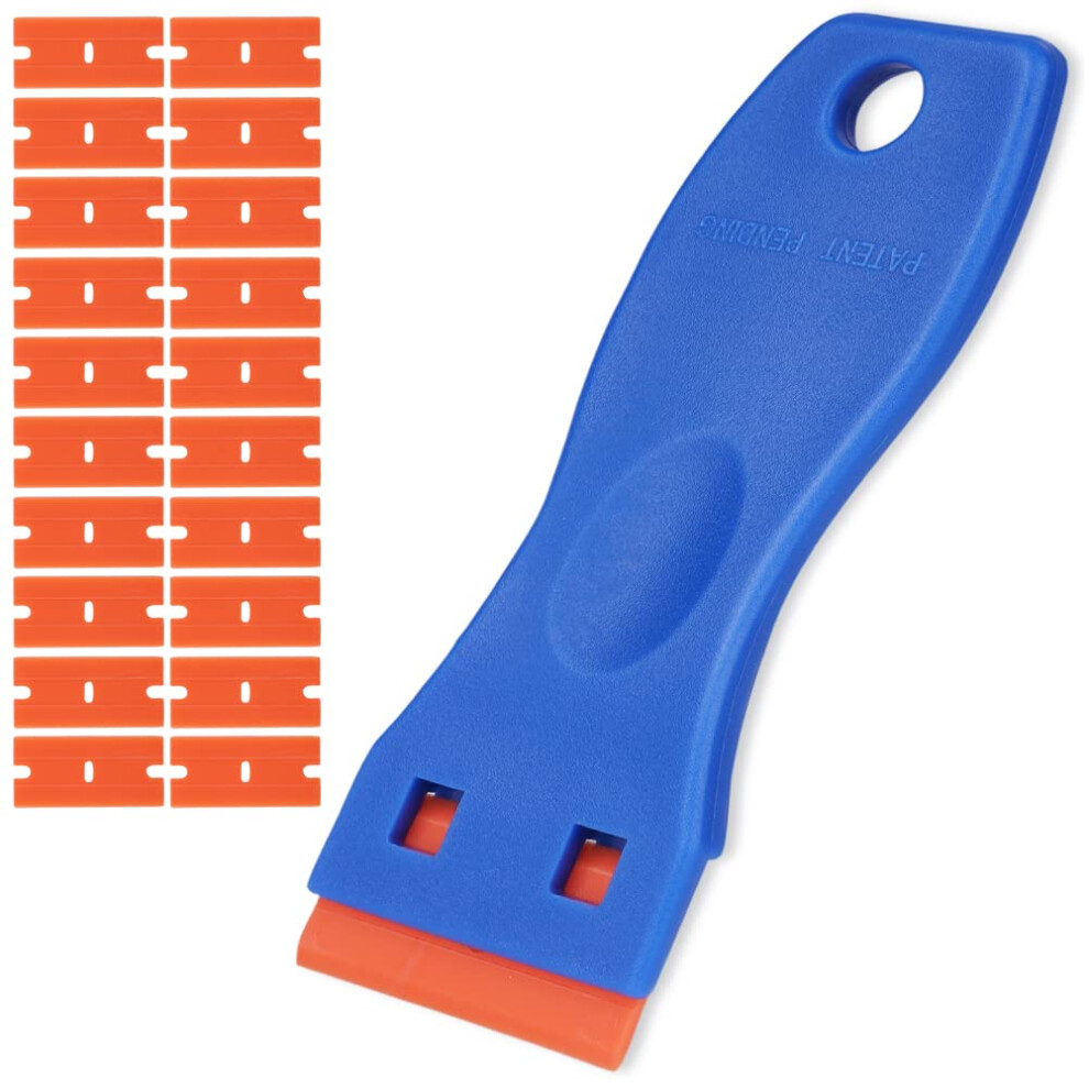 Flintronic Plastic Scraper With 20Pcs Plastic Blades, Window Scrapers Ceramic Glass Scraper Tool, Plastic Razor Scraper 5051226655371