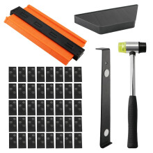 Laminate Flooring Installation Kit and Contour Gauge Profile Tool with Lock, with 40 Spacers, Double Headed Mallet, Tapping Block & Pull Bar