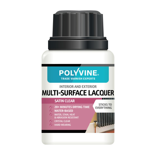 Polyvine Multi-Surface Lacquer Gloss, Satin or Dead Flat - Professional Quick Dry Clear Lacquer - Exterior