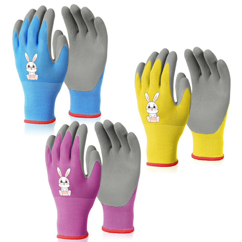 Photos - Safety Equipment OSDUE 3 Pairs of Gardening Gloves, Kids Safety Work Gloves, Gardening Gloves for Women with Soft PVC Dots, Comfortable Breat