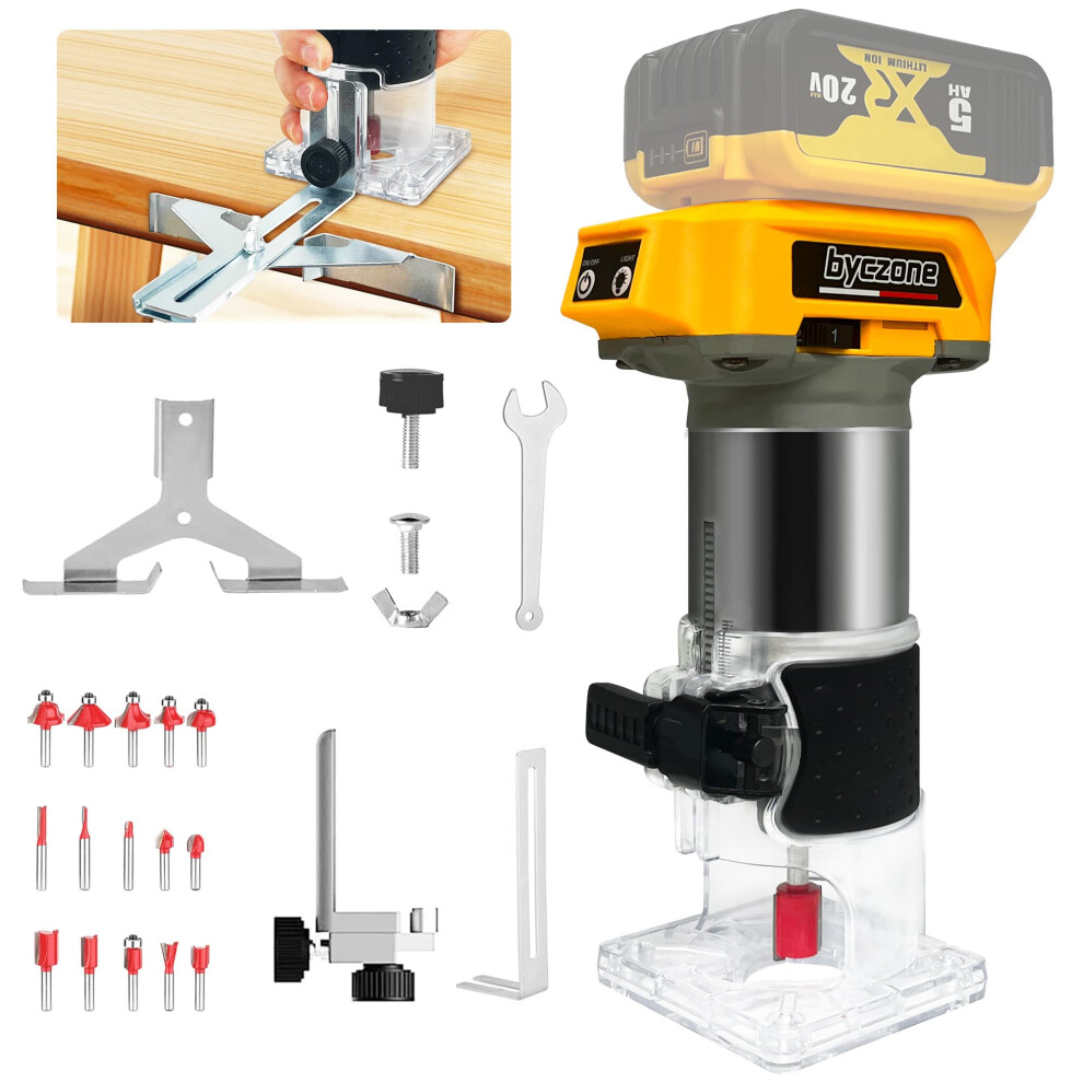 Cordless Wood Router Trimmer For Dewalt 20V Battery, 6 Speeds Wood Trimmer Set, 800W 5051226648427