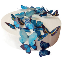 Anglesit 24 X PRE-CUT BEAUTIFUL MEDIUM BLUE BUTTERFLIES EDIBLE RICE/WAFER PAPER PRE CUT CUPCAKE CAKE DESSERT TOPPERS BIRTHDAY PARTY WEDDING BABY