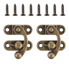 2 Sets Small Hasp Latches, Antique Toggle Hasp Hook Clasp Latch Hook Lock with Mounting Screws for Wooden Box Jewelry Case Cabinet Toolbox- Right