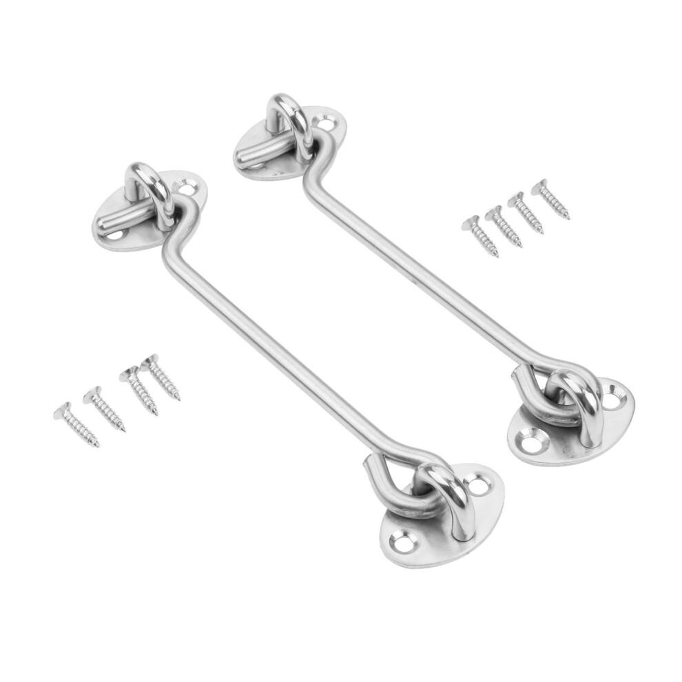 12 Inch-300Mm Cabin Door Hook Bolts And Eye Latch Lock Shed Gate Catch Silent Holder Stainless Steel 2Pcs 5051226653407