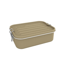 Sigg Gemstone Box Caramel Sand Lunchbox, Stainless Steel Lunch Box with Leak-Proof Silicone Rim, Divided Lunch Box for Lunch and Leftovers