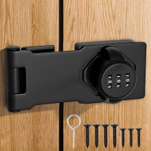 4.5Inch Cabinet Password Hasp Lock 3-Digit Combination Door Lock Internal, Secure Combination Latch Locks for Small Doors Sheds Cupboards Drawers