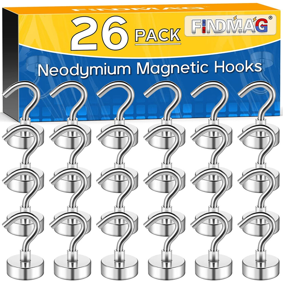 Findmag Magnet Hooks, 30 Lb Neodymium Magnetic Hooks For Cruise Cabins, Strong Metal Hook For Cruise Ship Walls, Locker, Toolbox, Storage, Grill 5051226650734