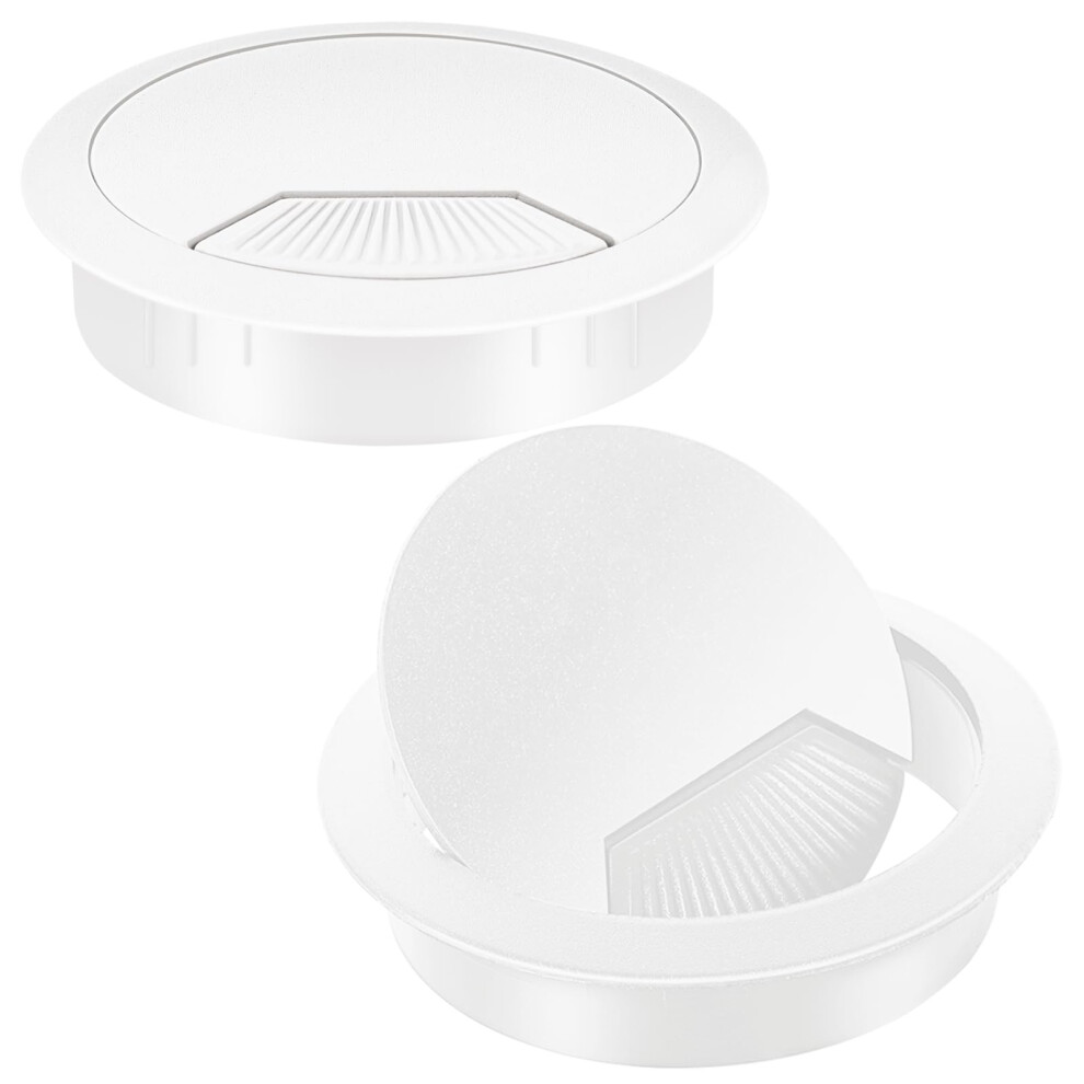 Dawenur 2Pcs Desk Grommet 60Mm White Plastic Worktop Cable Tidy Hole For Office Computer Desk Wires 5051226657061