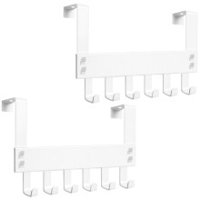 pangutheos Over Door Hooks, 2 Pack Heavy Duty Over Door Hanger with Rust Resistant, 6 Hooks Stainless Steel Door Coat Hanger Storage for Outerwear