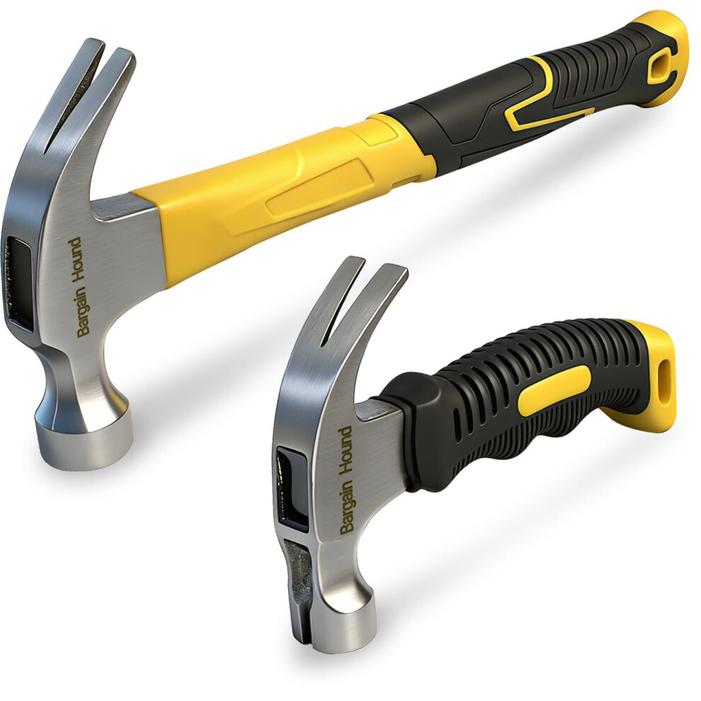 Claw Hammer 2Pcs, 16Oz & 8Oz Claw Hammers, Forged Carbon Steel Stubby Claw Hammers With Non-Slip Comfortable Grip 5051226651540
