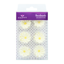 Culpitt Sugar Daisies, Delightful Sugar Decorations for Easter Cakes and Cupcakes, White Daisy Toppers- Pack of 12