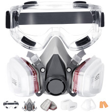 6200 Reusable Dustproof Active Carbon Respirator Mask with Gas Mask Filter, Glasses, 18 Accessories for Dust, Formaldehyde, Painting