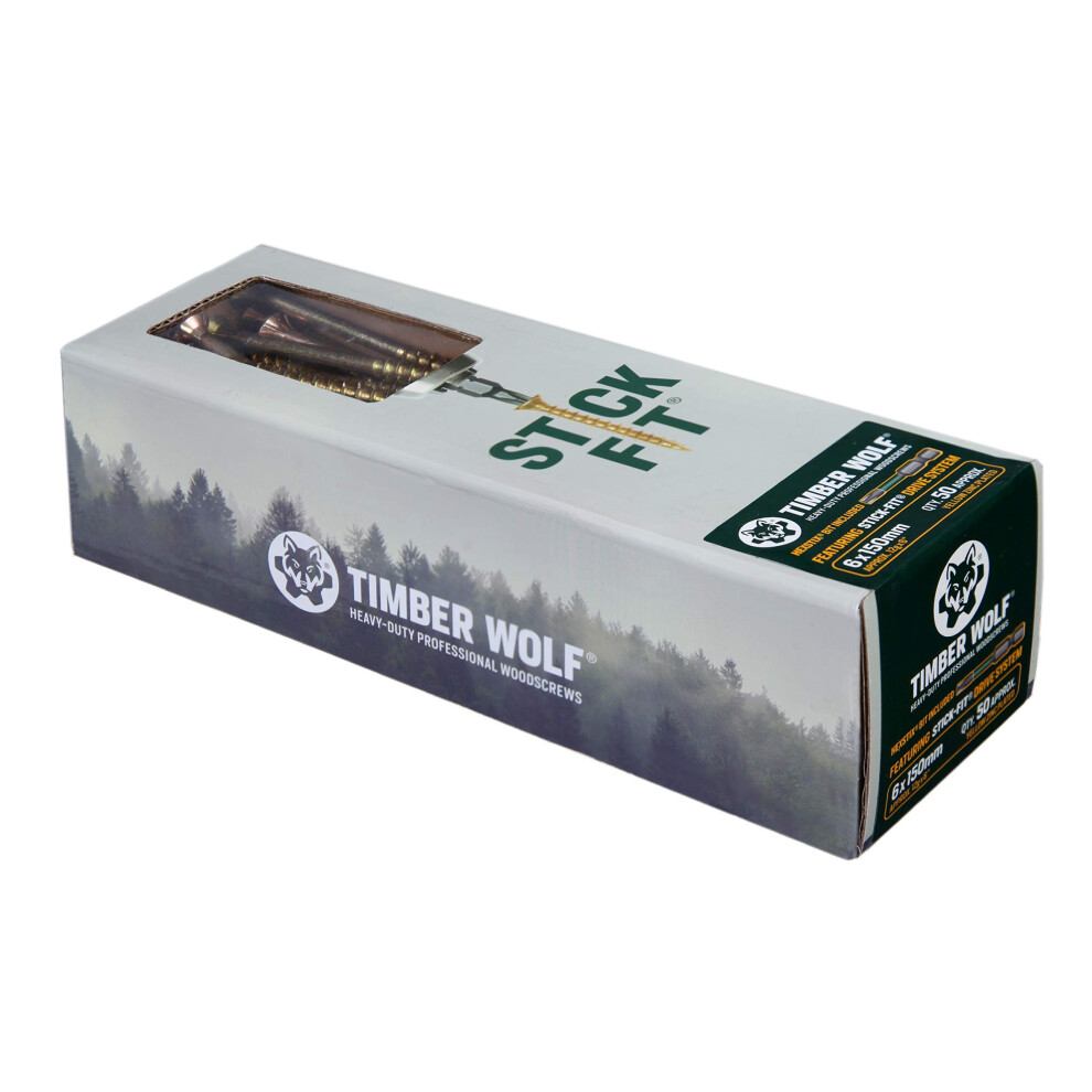 Timber Wolf Tw60150 Woodscrews - 6.0 X 150Mm - Box Of 50, Zinc & Yellow (Gold) 5051226648205