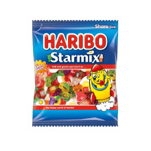 HARIBO Starmix with Real Fruit Juice, Iconic Fruit & Cola Gummy Sweets Loved by All Ages, 140g