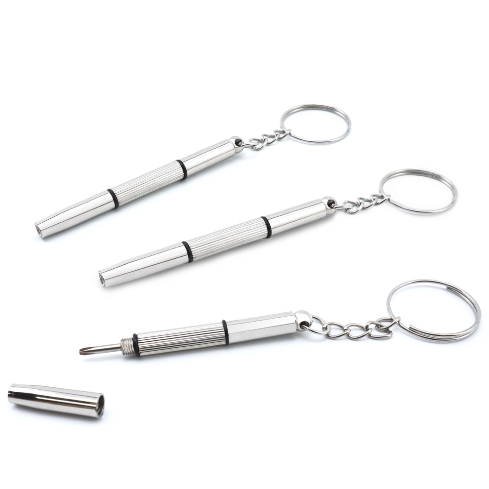 Cretty-Meet 3 Pcs Mini Portable Screwdrivers For Glasses, 3-In-1 Keyring Eyeglasses Repair Kit Flat Head Phillips Hex Handy Tiny Screw Drivers For 5051226650604
