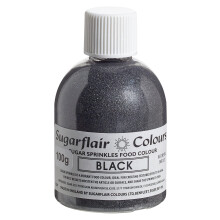 Sugarflair Black Edible Glitter Sugar Sprinkles - for Cake Decorating, Sprinkle on Cakes, Cupcakes Treats, Desserts Ice Cream and Deserts - 100g