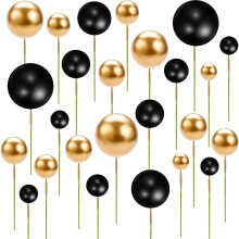 ZOOMPIL Black gold Cake Decoration Balls, Foam Balls Cake Topper, for Decoration, Birthday, Wedding, Anniversary, Baby Shower
