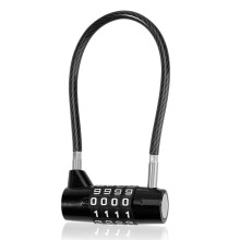 4 Digit Combination Padlock, Steel Cable Padlocks with Code, Waterproof Outdoor Safety Long Shackle Padlock for Sheds,Gyms,Lockers,Suitcase
