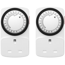 HBN Plug Timer Socket UK,Programmable Segment Plug Timer, for Home Security Light Socket,Lamp(15min,2Pack)