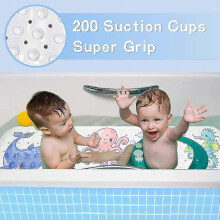 Non-slip Bath Mat 100x40cm, Anti-slip Bathtub Mat with 200 Suction Cups Pvc Material
