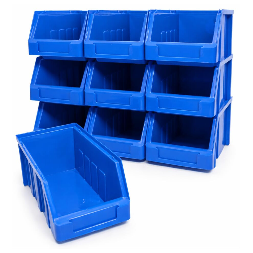 Equip247uk Blue Size 2 Stacking Storage Bins Plastic Parts Bins (10) 5051226651922