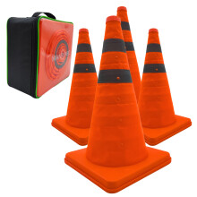 4x18" (45cm) Collapsible Traffic Safety Cones Dual Reflective Collar Pop-up Warning Cone for Road Parking Driving Practice Orange