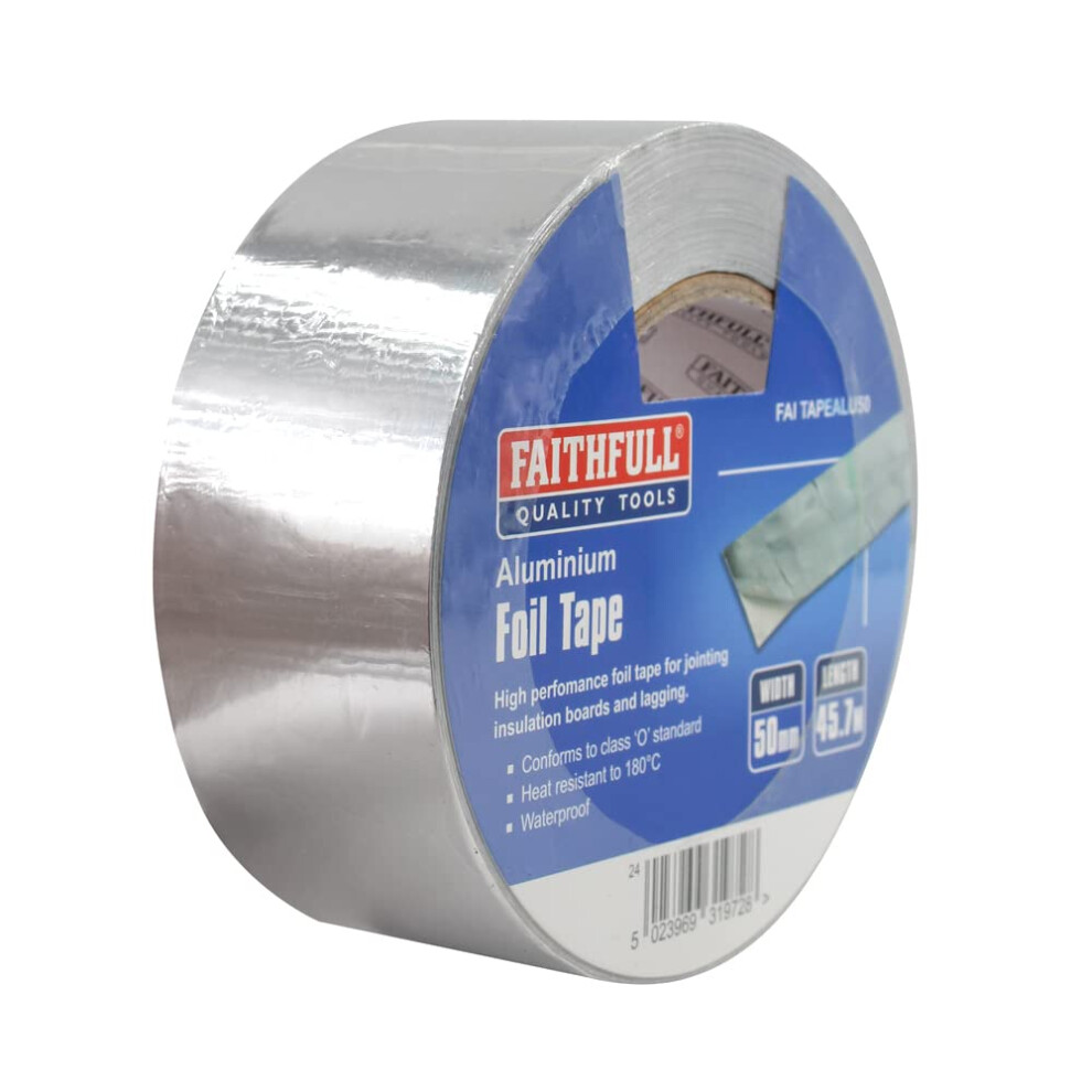 Faithfull Faitapealu50 Aluminium Foil Heat Resistant Insulatingtape 50Mm X 45.7M