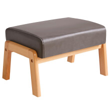 IBUYKE 10.2” H Small Foot Stool Ottoman, Rectangle PU Faux Leather Foot Rest with Padded Seat and Wood Legs