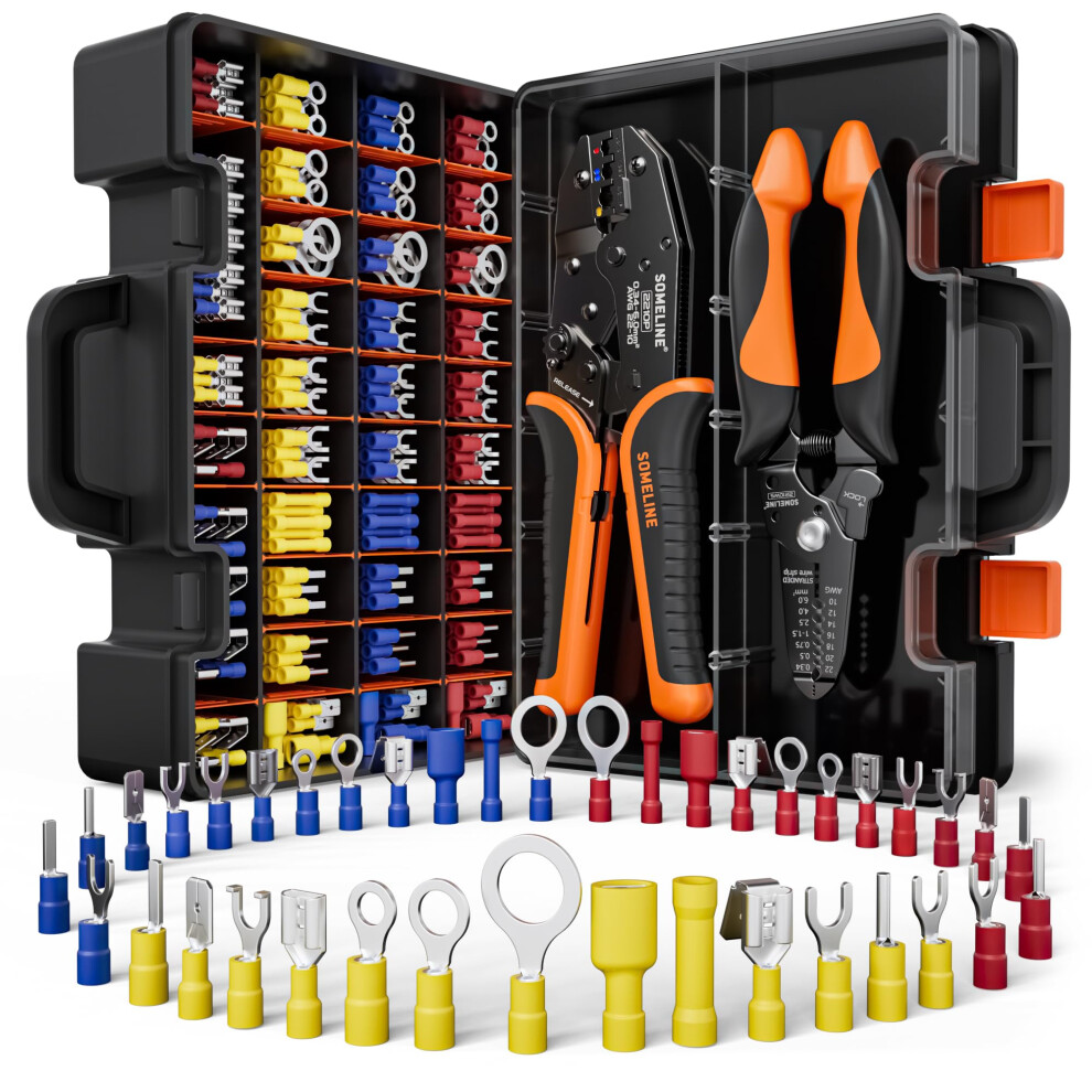 Someline Electrical Connectors Crimping Tool Kit 0.34Â6Mmâ² (Awg 22Â10), 39 Types Of Insulated Crimp Connectors 5051226652653