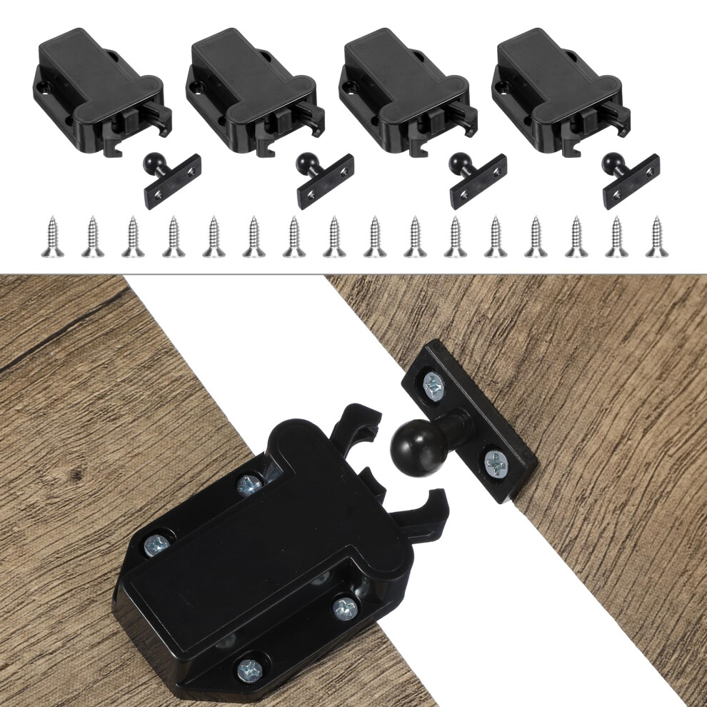 4 Pack Cabinet Push Latch, No Touch Latch Safe Push Latches Rebound Self-Locking Device Open Catch Lock Drawer Catch Pushes To Open Door Cabinet 5051226662577