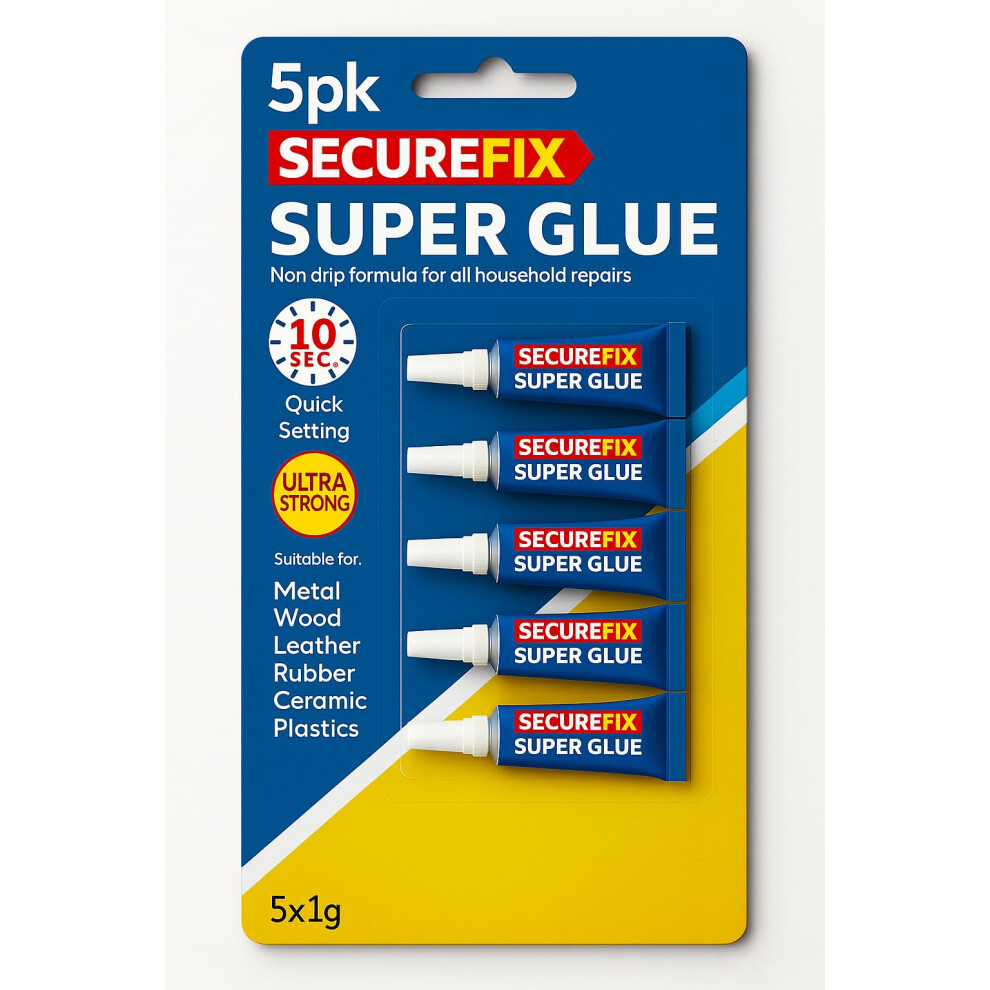 Super Glue All Purpose 5Pk Â Non Drip Liquid Quick Setting Ultra Strong Adhesive Shoes Plastic Metal Wood Rubber Glass Â Precision Glue Household 5006195051440