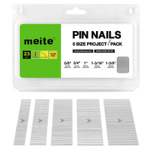 meite 23 Gauge Pin Nails, Assorted 5 Sizes (15, 19, 25, 30, 35 mm) Micro Headless Piner Nails - Galvanised 23GA Pins Nails for Nail Gun