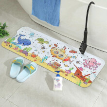Kids Non-Slip Bathtub 40 x 16 Inch Extra Long Baby Bath Mat, Cartoon Floor Mat for Bathroom Tub with Drain Holes
