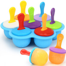 Alinana Ice Lolly Moulds with Sticks, 7 Cavities Silicone Popsicle Mould, BPA Free Reusable Ice Pop Moulds for Kids, DIY Homemade Frozen Treats