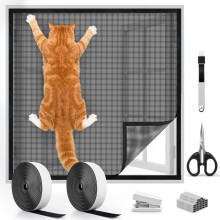 BELICOO Cat Window Guard 100x150cm, Thickened Self-Adhesive Window Fly Screen, Adjustable DIY Window Mesh Net for Cats with