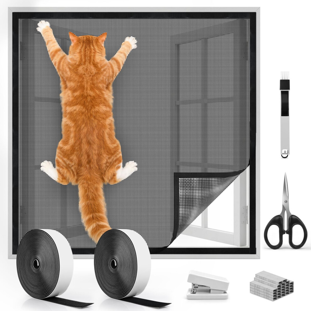 Belicoo Cat Window Guard 100X150cm, Thickened Self-Adhesive Window Fly Screen, Adjustable Diy Window Mesh Net For Cats With Brush/Scissors/Stapler/St 5002174254413