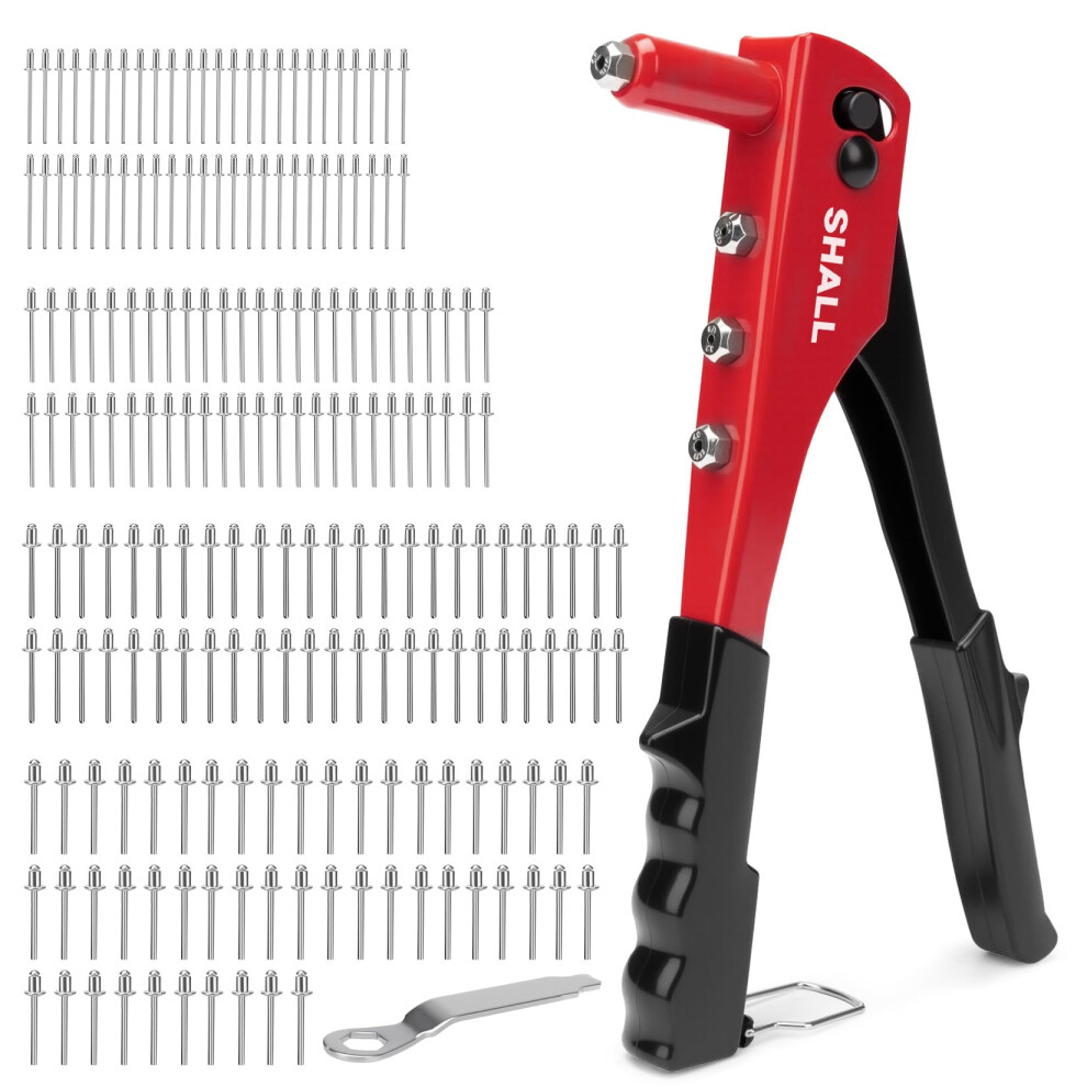 Photos - Other Hand Tools SHALL 4-in-1 Rivet Gun Set, Heavy Duty Hand Riveter with 200 Rivets,4 Sizes (2.4