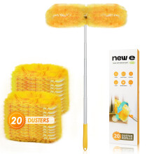 NEWE Dusters for Cleaning with 20 Refills for Swiffer, 65 inches Extendable Handle Heavy Duty Dusting Kit with 5X Microfibers