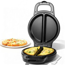 SugarWhisk Flip Double Omelet Maker Electric, Non-Stick Omelet Frittata Snack Maker for 2 Individual 6.5" Omelets, Burrito Maker, Kitchen Appliances